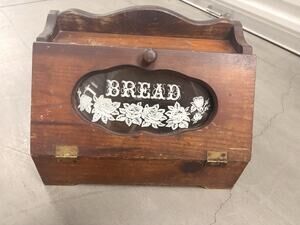 Vintage Cottage Core Rose Farmhouse Style Solid Wood Bread Box